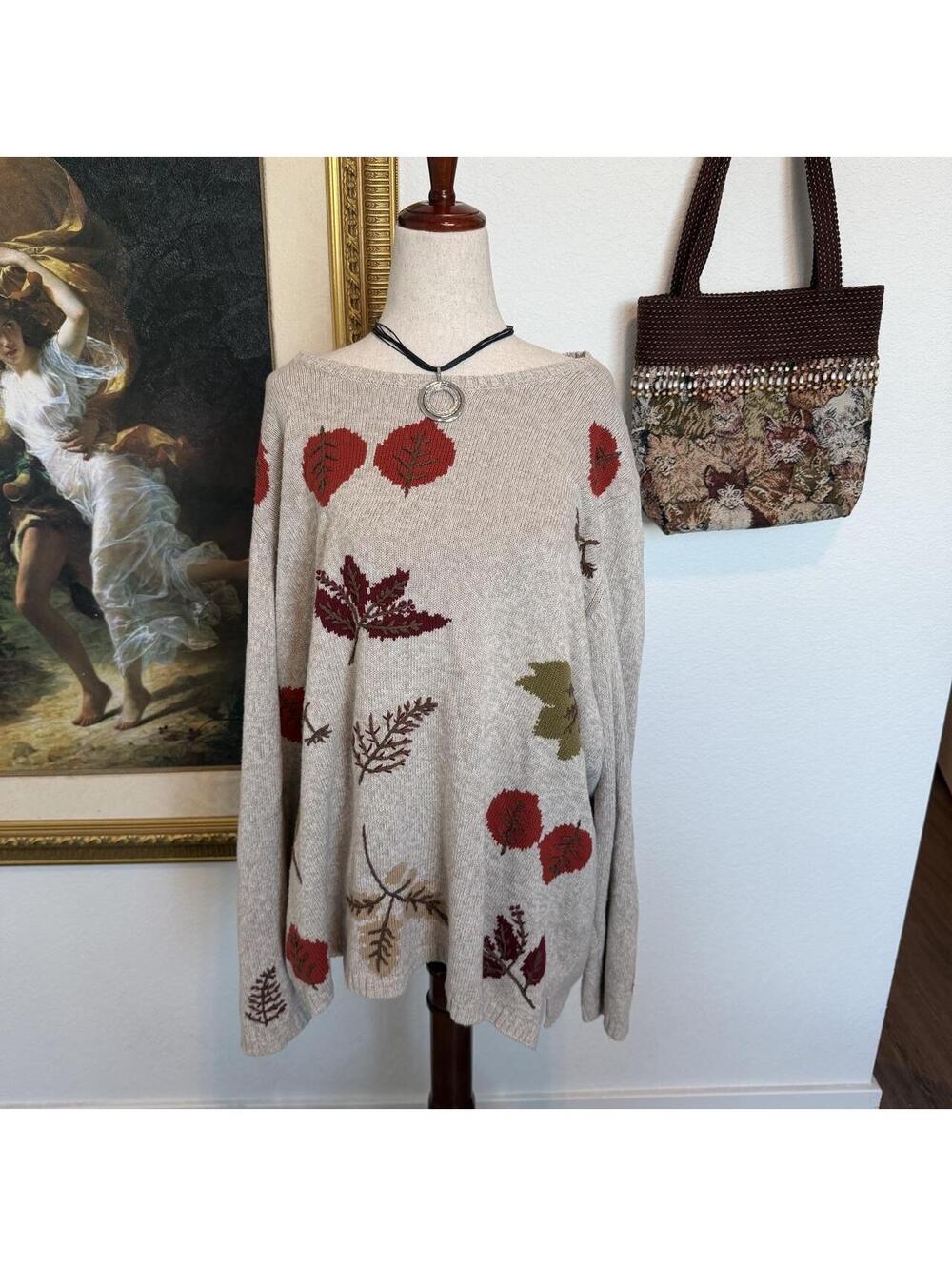 Cottagecore fall leaves sweater